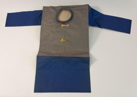 Blue and gold paper robe with gold paper clasps