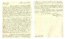Two pages from Drinker’s letter. The paper is has been tan from age. The date is written on the right top corner of the left paper.