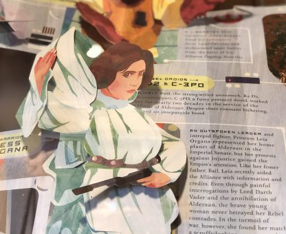 Close-up of Princess Laia from Ib Penick's Starwars pop-up book
