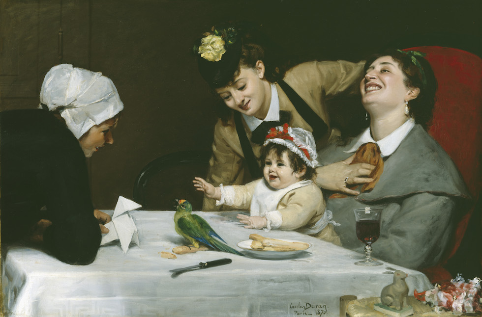 "The Merrymakers" painted by Carolus Duran illustrates a child being entertained by a parajita (folded paper bird)