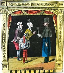 This is a pull tab transformation from Dean and Son features a clown facing a constable with a billy club. When the tap is pulled, the clown steals the constable's head