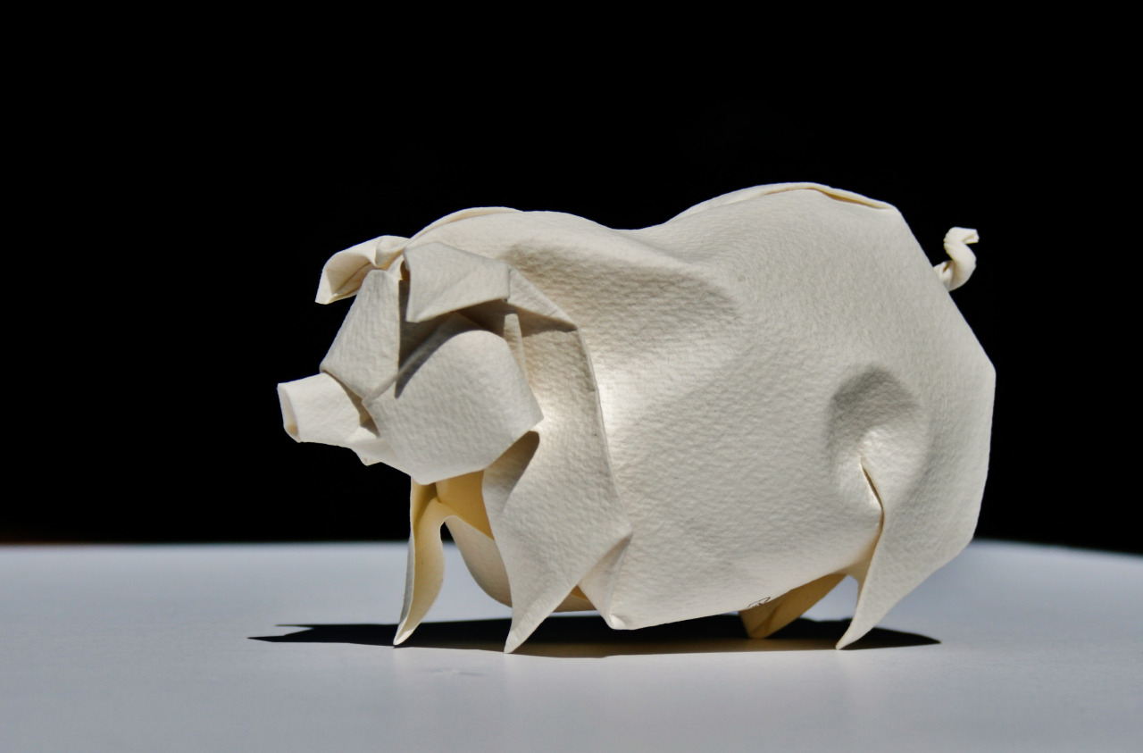 Photo of an origami hog designed and folded by Hoang Tien Quyet