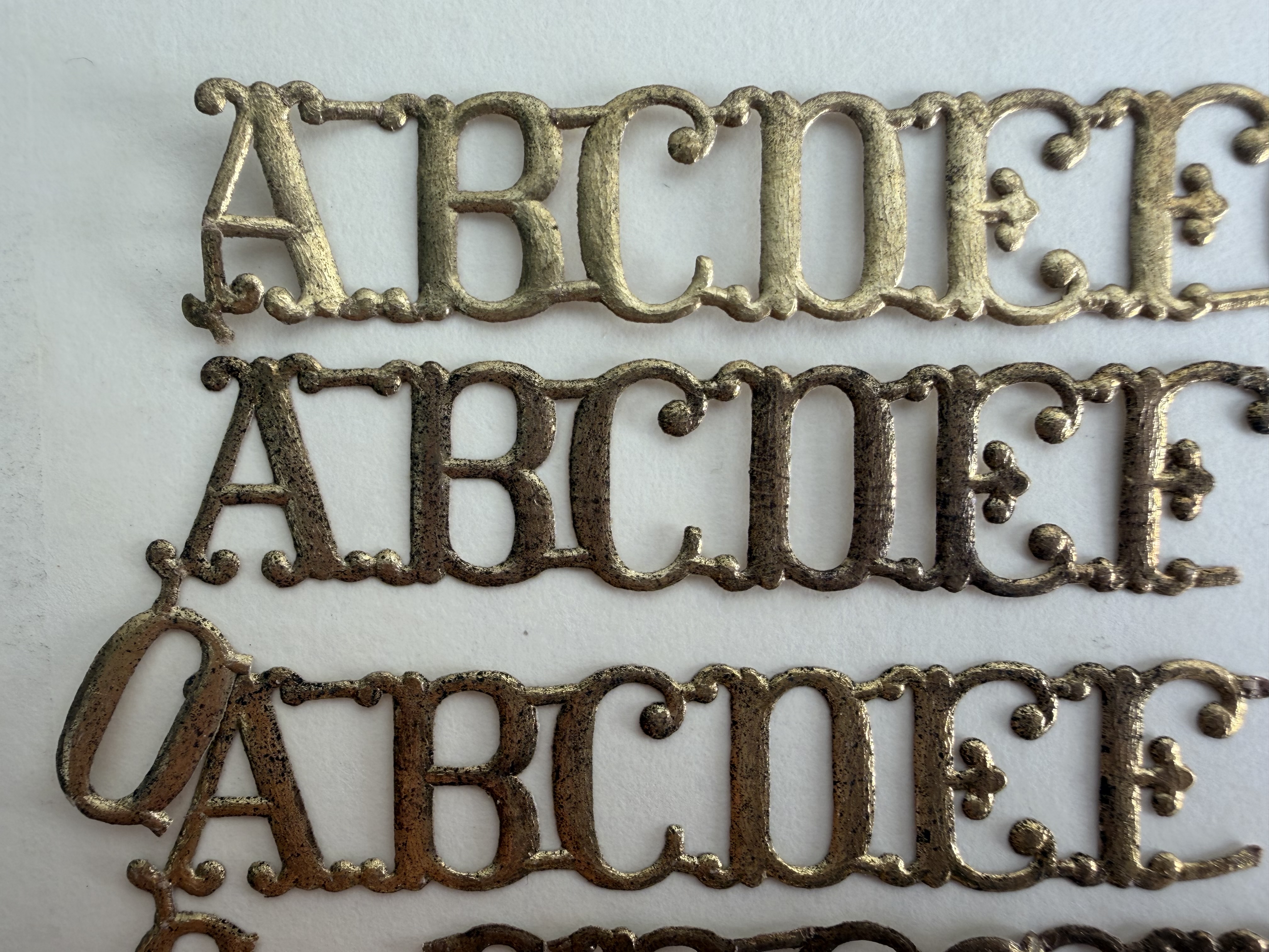 closeup of embossed letters