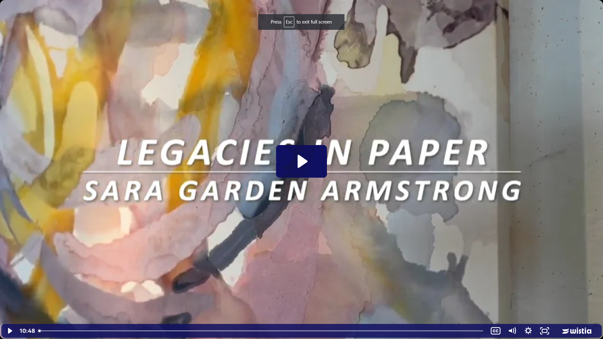 Close up of Sara Garden Armstrong's Layered Scrape #9 which features abstract watercolor-like brush strokes of yellow, pink, and purplish greys