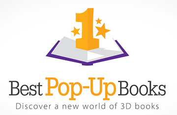 Best Pop Up Books Logo consist of the words Best and Books in black with Pop-up at the center in gold. Just below the words are the phrase Discover a new world of 3D Books. Just above the words Best Pop-Up Books is a stylized purple book open to the center page with a golden number 1 and stars popping up from the gutter of the book.