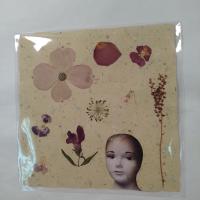 collaged image of flower petals and cracked head of a figure over speckled yellow paper