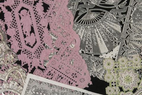 an up close image enhancing the detail of the lace paper
