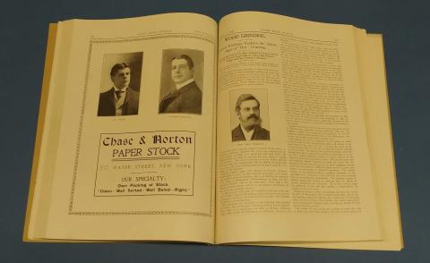 The Paper Trade Journal opened to display the contents of the publication