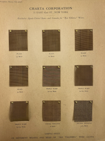 A 3x3 grid of wire cloth samples from the book