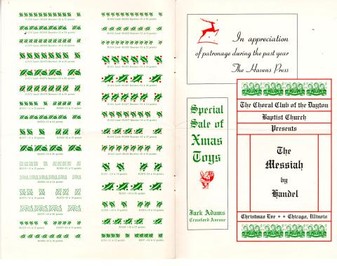 2 inner pages of the booklet featuring  green leaves illustrations on the left page and typography samples on the right