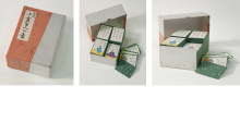 3 pictures of the box and staged pictures of the cards